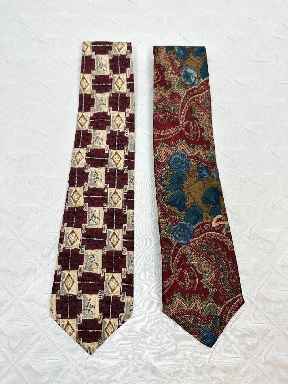 Vintage Bert Pulitzer Lot of 2 100% Silk Ties Floral Paisley Geometric